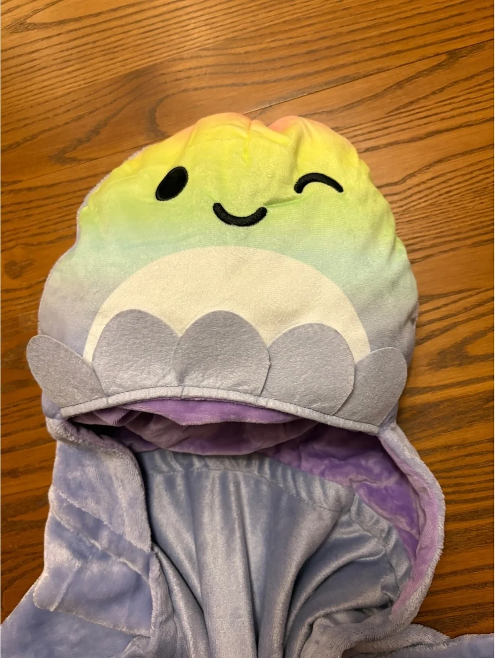 Squishmallows Shark Hooded Throw Blanket Wearable Plush Purple Kids 46x29